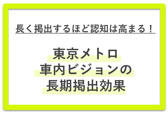長く掲出するほど認知は高まる！ 東京メトロ車内ビジョンの長期掲出効果